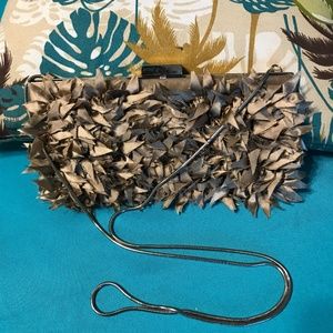Glint Tan Clutch - with metal strap